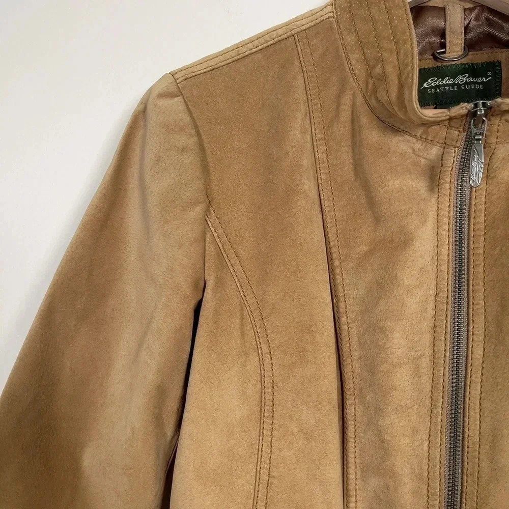 Eddie Bauer Seattle Suede Women's Medium Full Zip  Leather Jacket - Picture 7 of 16